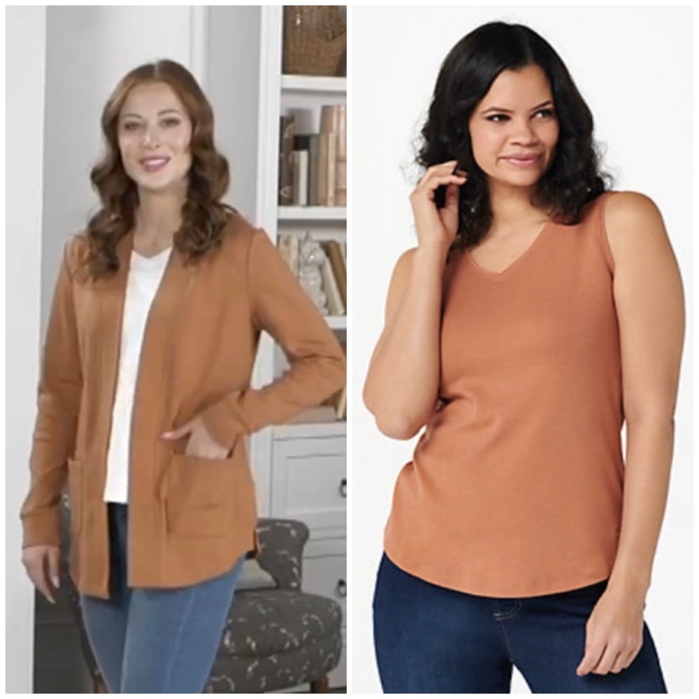TWO PIECES Isaac Mizrahi Curved Hem Cardigan Plus FREE Tank Size:M EUC